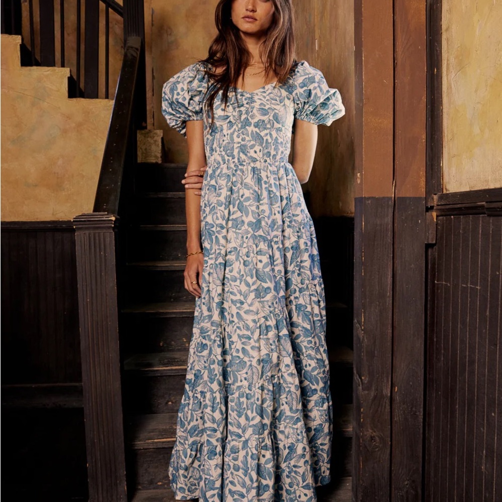 Bohme ROBBIE FLORAL MIDI DRESS IN BLUE NWT (Still in original packaging!)